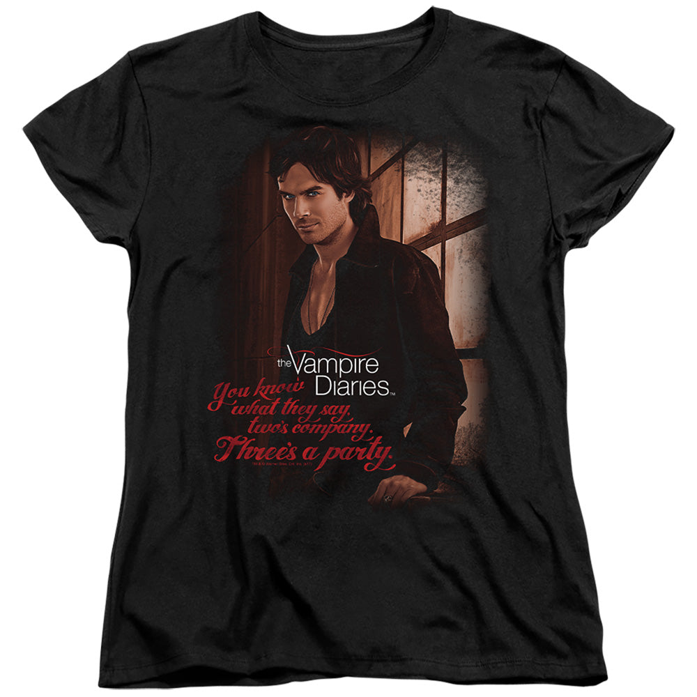 Vampire Diaries - Threes A Party - Short Sleeve Womens Tee - Black T-shirt