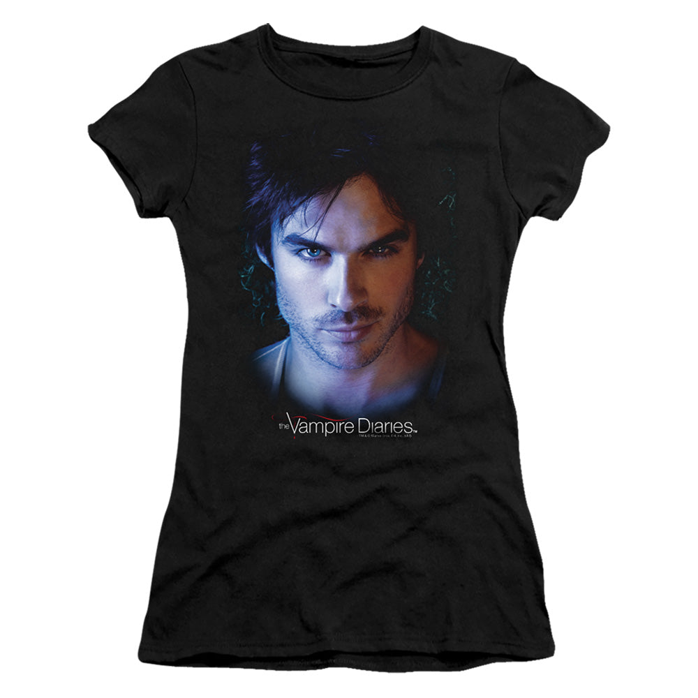 Vampire Diaries - Damon - Short Sleeve Junior Sheer - Black T-shirt