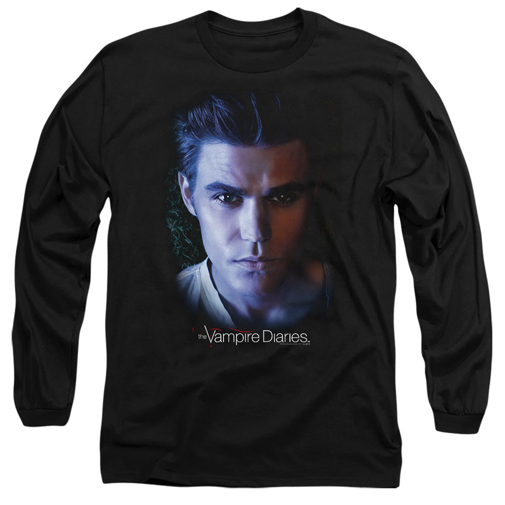 Vampire Diaries - Stefan - Long Sleeve Adult 18/1 - Black T-shirt