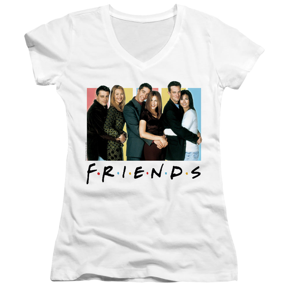 Friends - Cast Logo - Junior V-neck - White