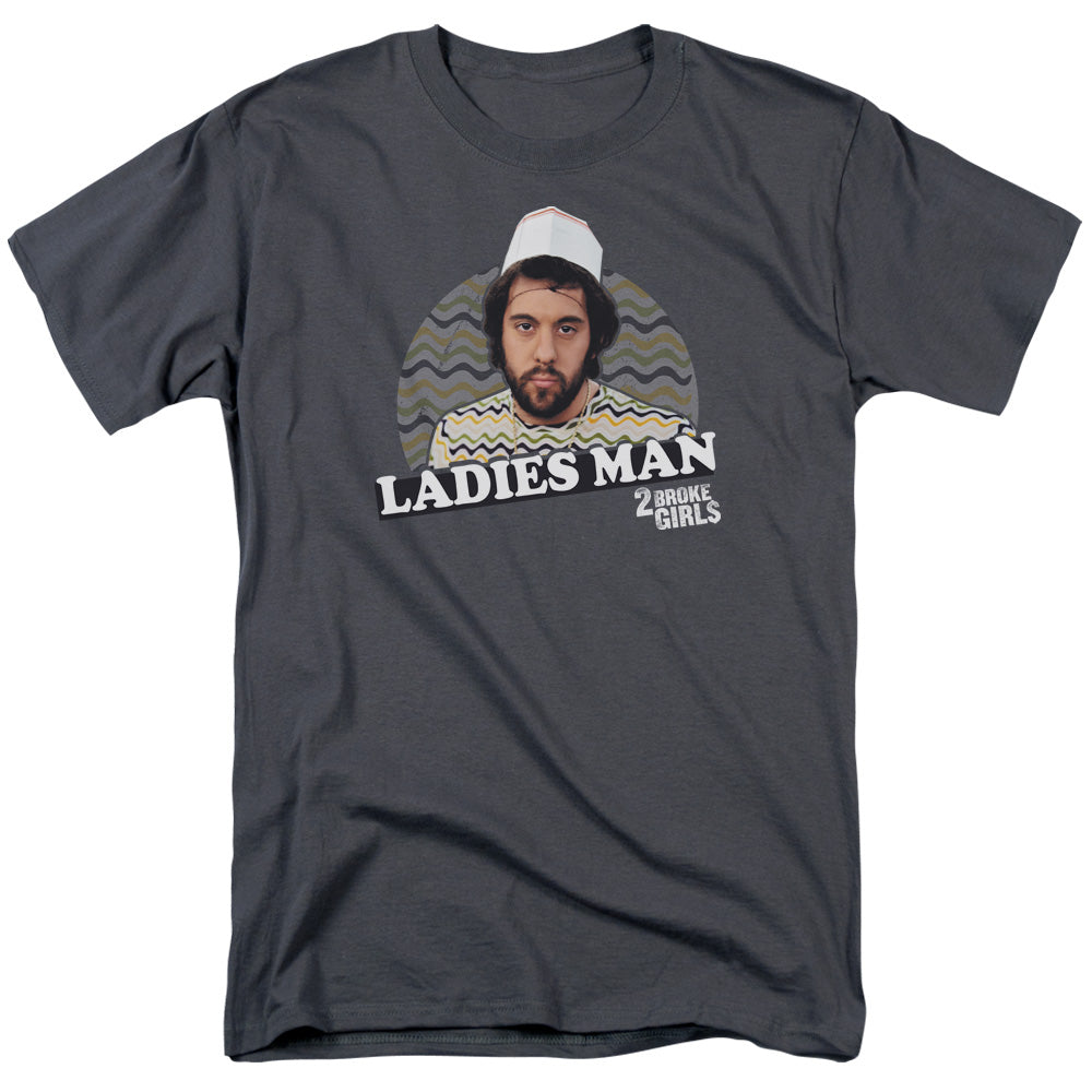 2 Broke Girls - Ladies Man - Short Sleeve Adult 18/1 - Charcoal T-shirt