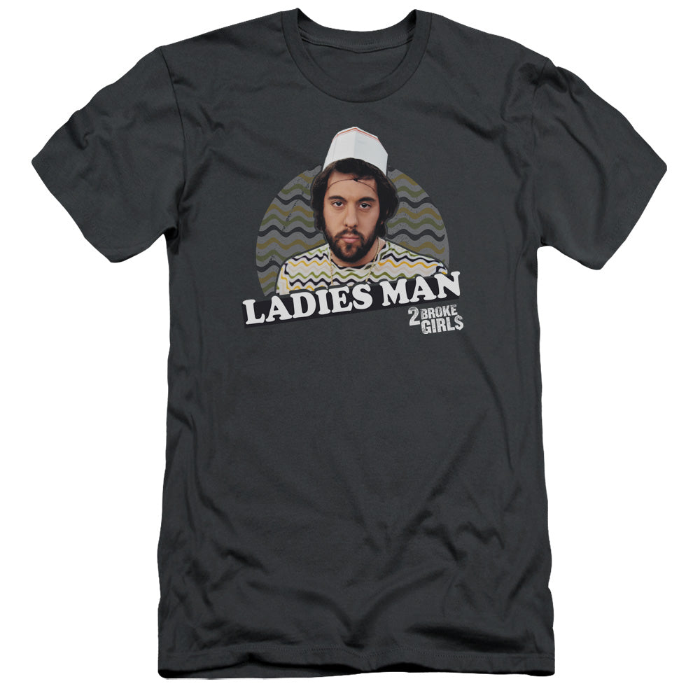 2 Broke Girls - Ladies Man - Short Sleeve Adult 30/1 - Charcoal T-shirt