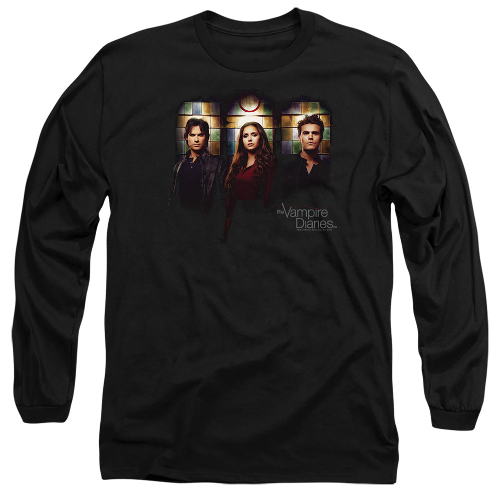 Vampire Diaries - Stained Windows - Long Sleeve Adult 18/1 - Black T-shirt