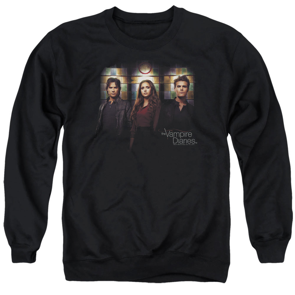 Vampire Diarieshort Sleevetained Windows - Adult Crewneck Sweatshirt - Black T-shirt