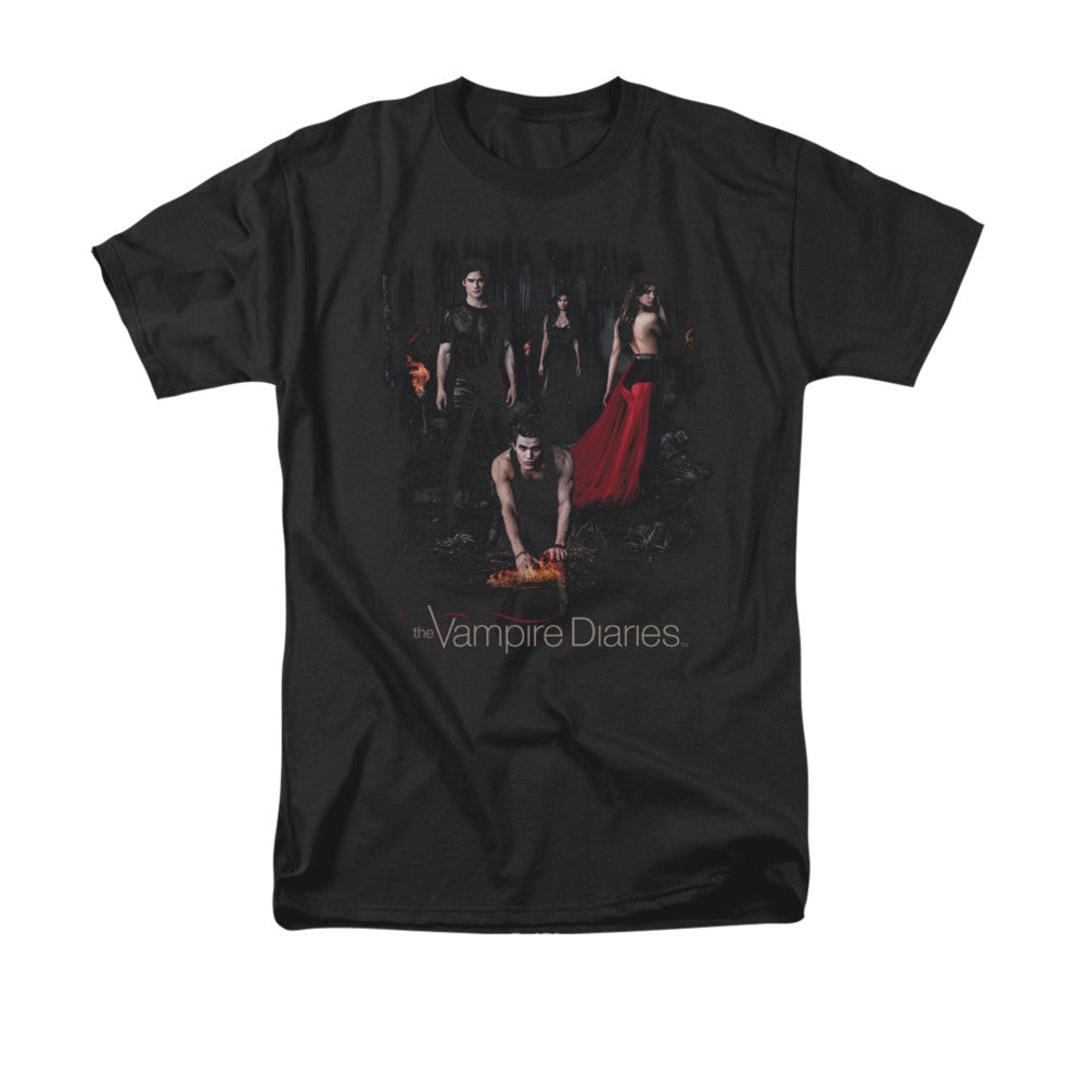 Vampire Diaries - Fire - Short Sleeve Adult 18/1 - Black T-shirt