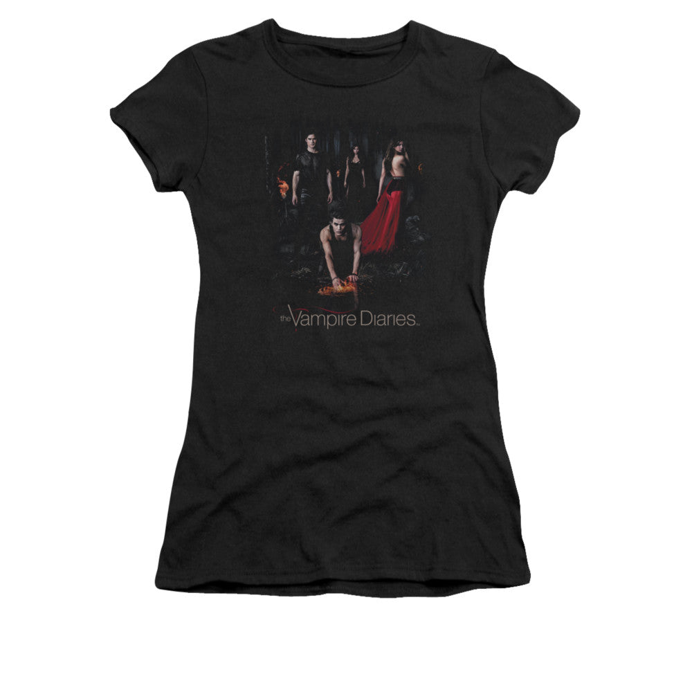 Vampire Diaries - Fire - Short Sleeve Junior Sheer - Black T-shirt