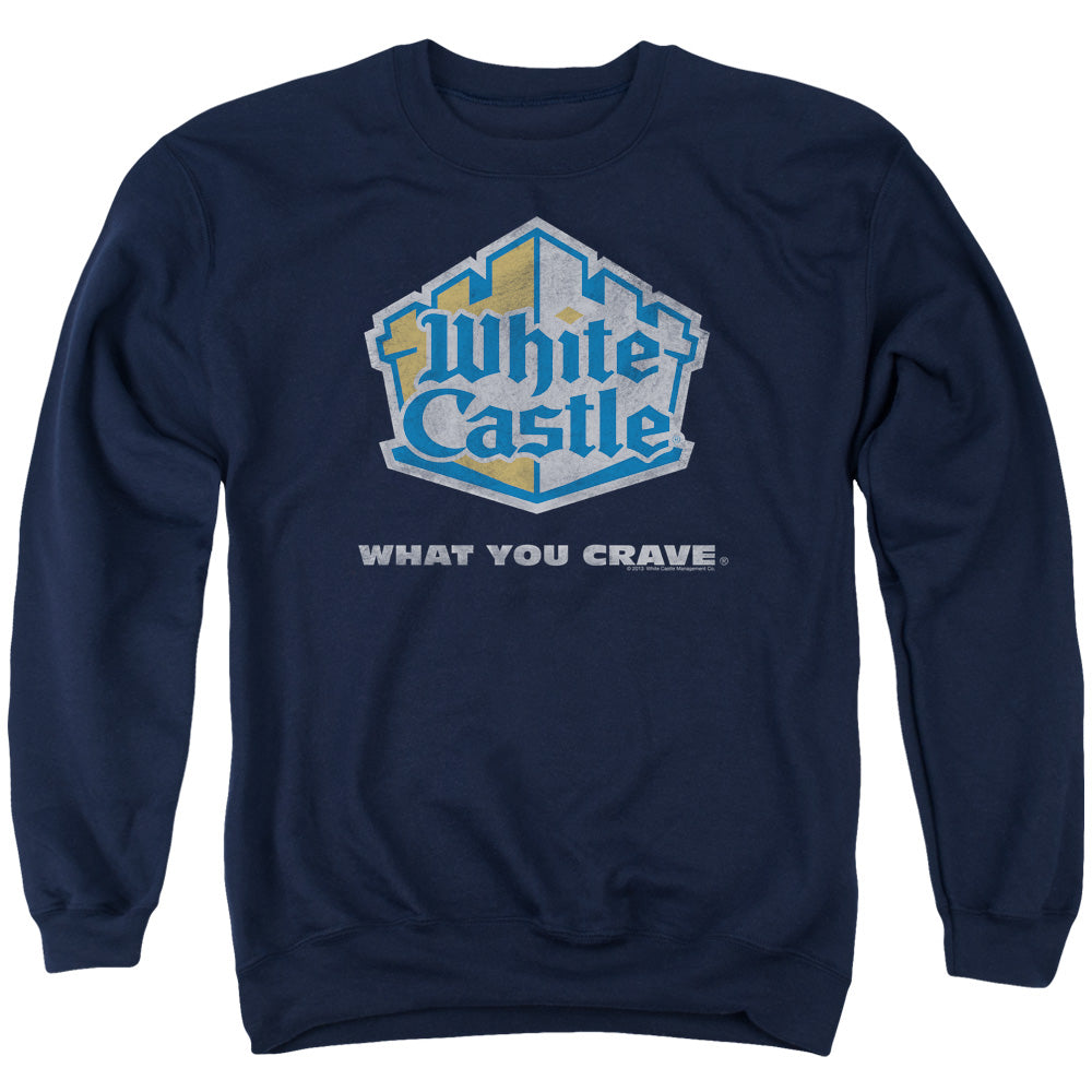 White Castle - Distressed Logo - Adult Crewneck Sweatshirt - Navy