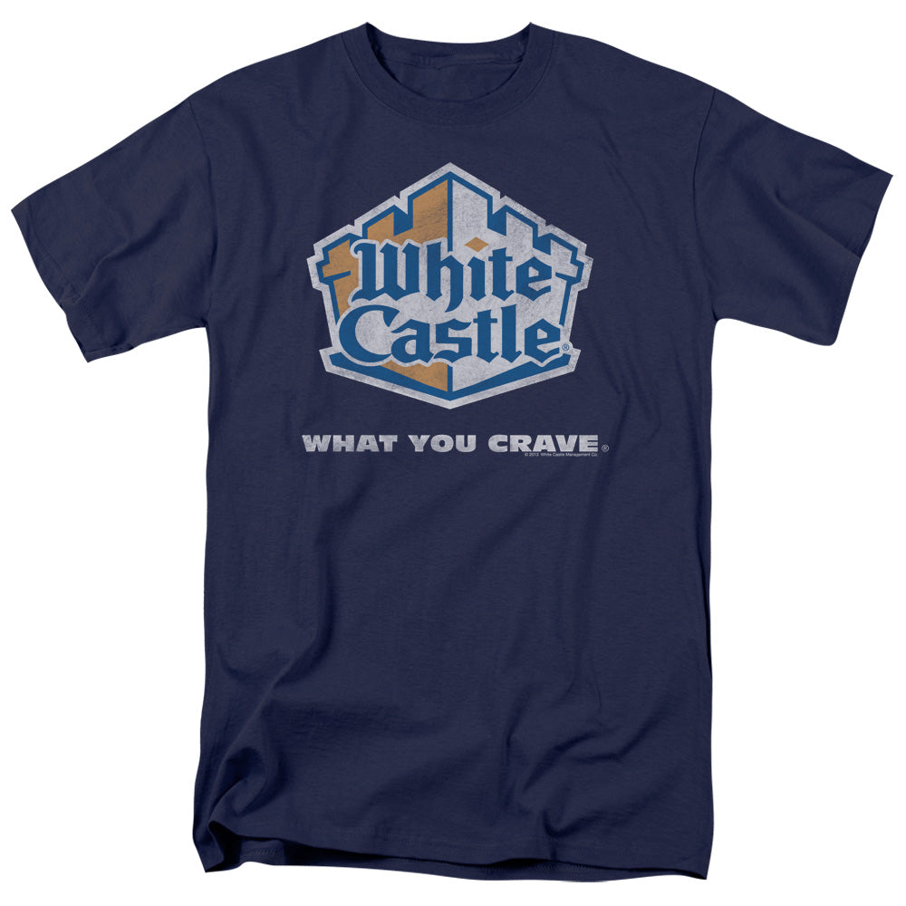 White Castle - Distressed Logo - Short Sleeve Adult 18/1 - Navy T-shirt