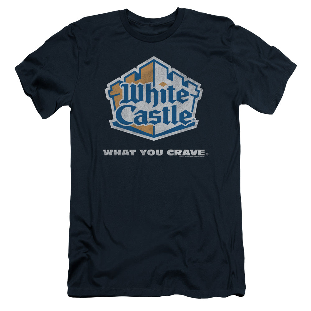White Castle - Distressed Logo - Short Sleeve Adult 30/1 - Navy T-shirt