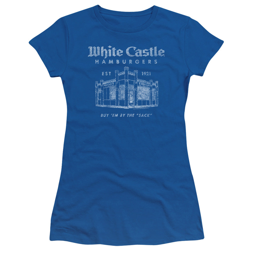 White Castle - By The Sack - Short Sleeve Junior Sheer - Royal Blue T-shirt