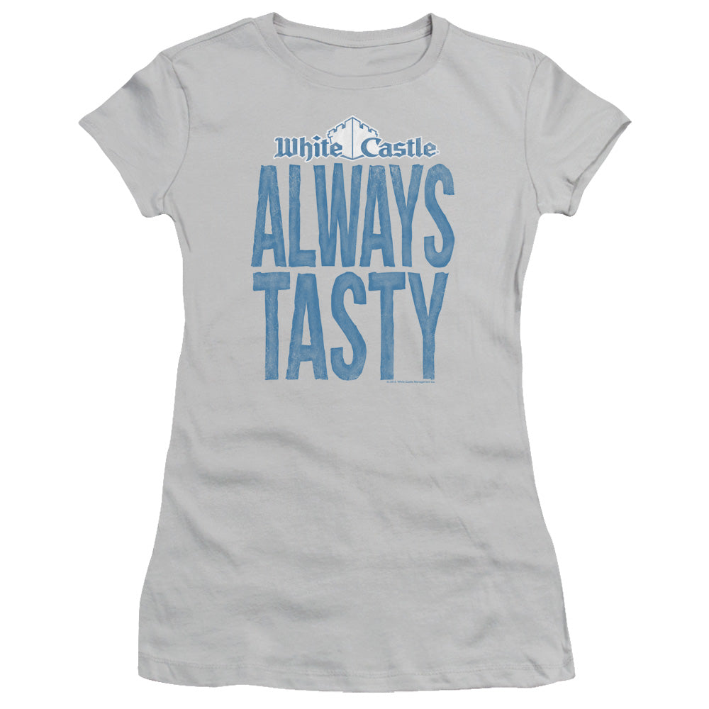 White Castle - Always Tasty - Short Sleeve Junior Sheer - Silver T-shirt