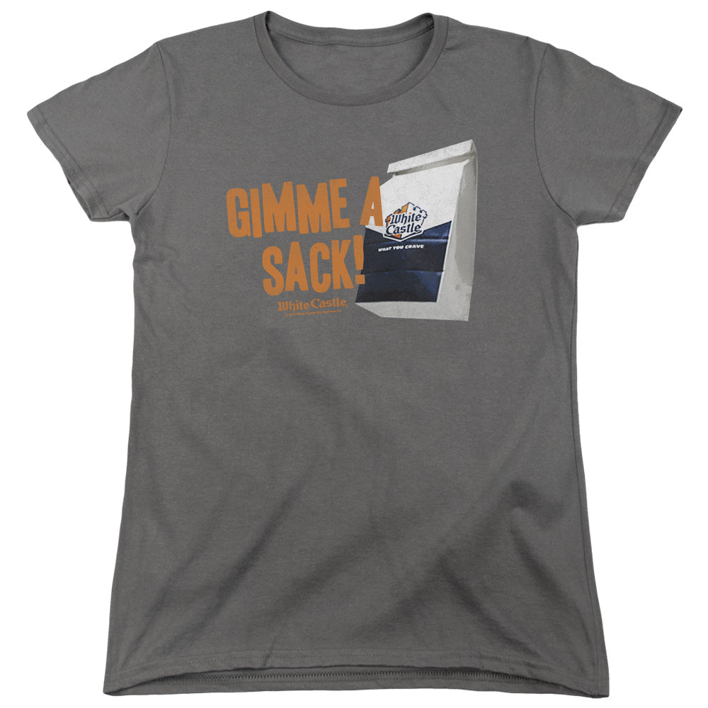 White Castle - Gimmie A Sack - Short Sleeve Womens Tee - Charcoal T-shirt