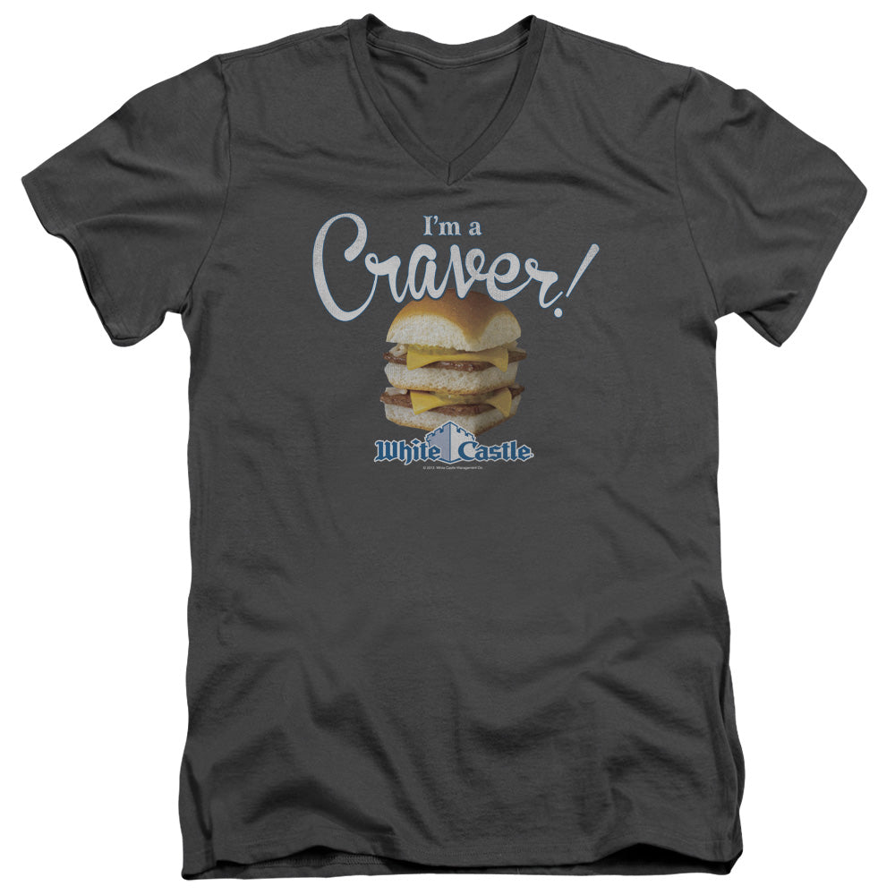 WHITE CASTLE CRAVER - S/S ADULT V-NECK 30/1 - CHARCOAL T-Shirt