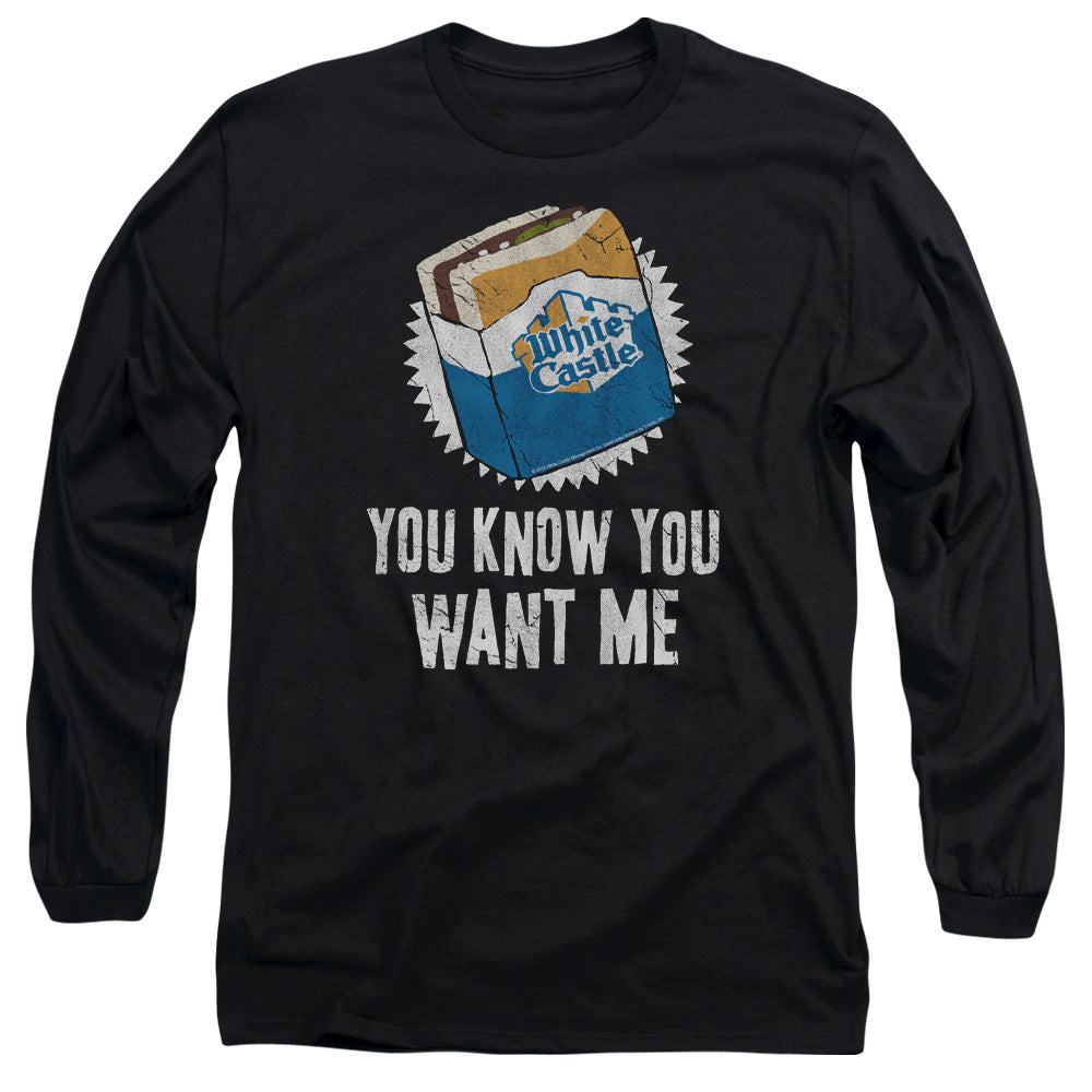 White Castle - Want Me - Long Sleeve Adult 18/1 - Black T-shirt