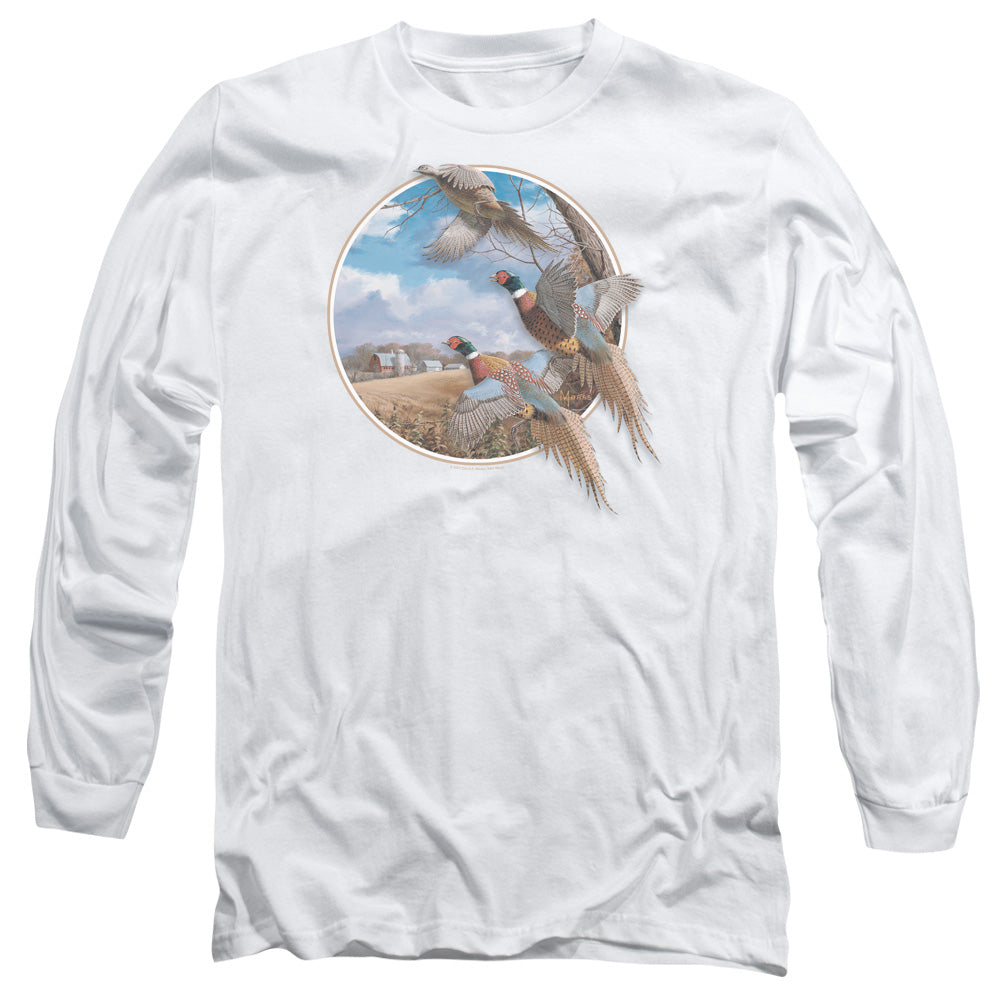 WILDLIFE OCTOBER MEMORIES PHEASANTS - L/S ADULT 18/1 - WHITE T-Shirt