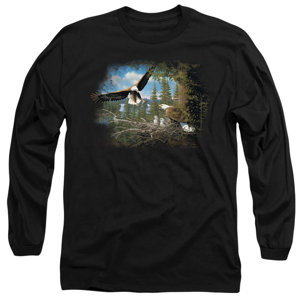 Wildlife - Spring Bald Eagles - Long Sleeve Adult 18/1 - Black T-shirt