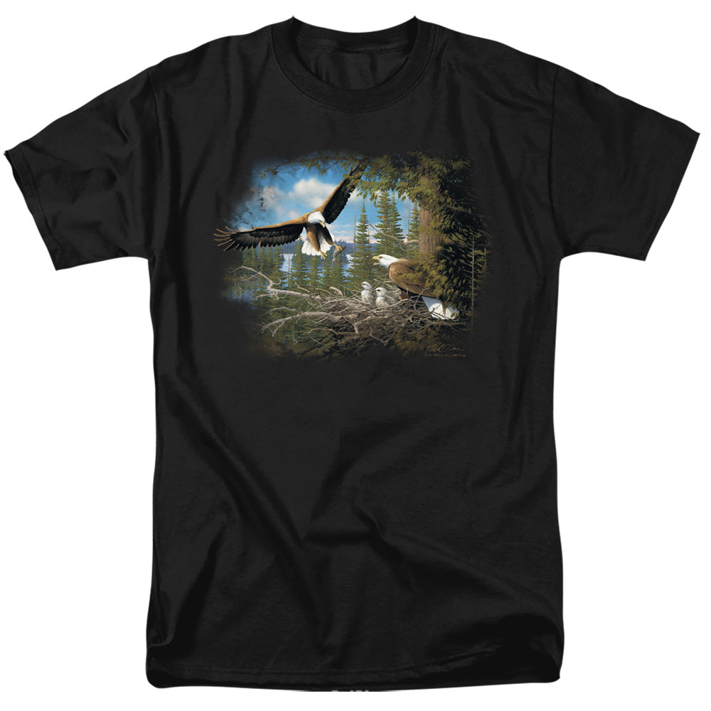 Wildlife - Spring Bald Eagles - Short Sleeve Adult 18/1 - Black T-shirt