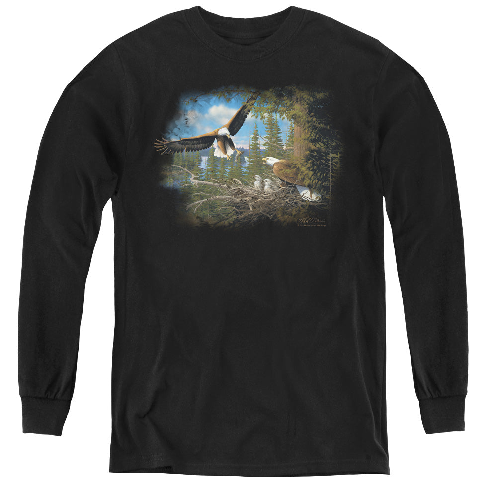Wildlife - Spring Bald Eagles - Youth Long Sleeve Tee - Black