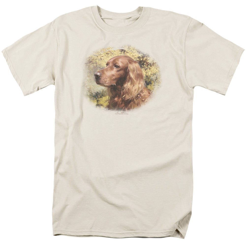 Wildlife - Irish Setter Head - Short Sleeve Adult 18/1 - Cream T-shirt