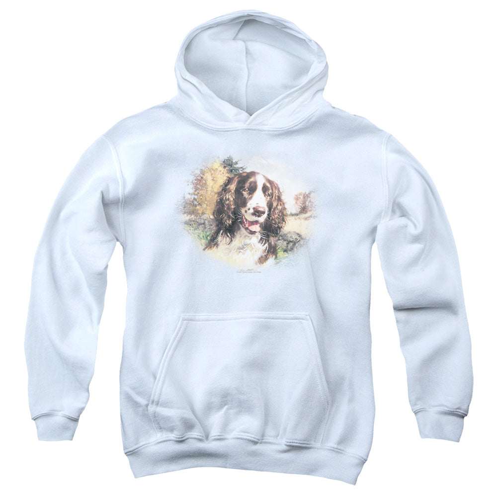 Wildlife - Springer Spaniel Head - Youth Pull-over Hoodie - White