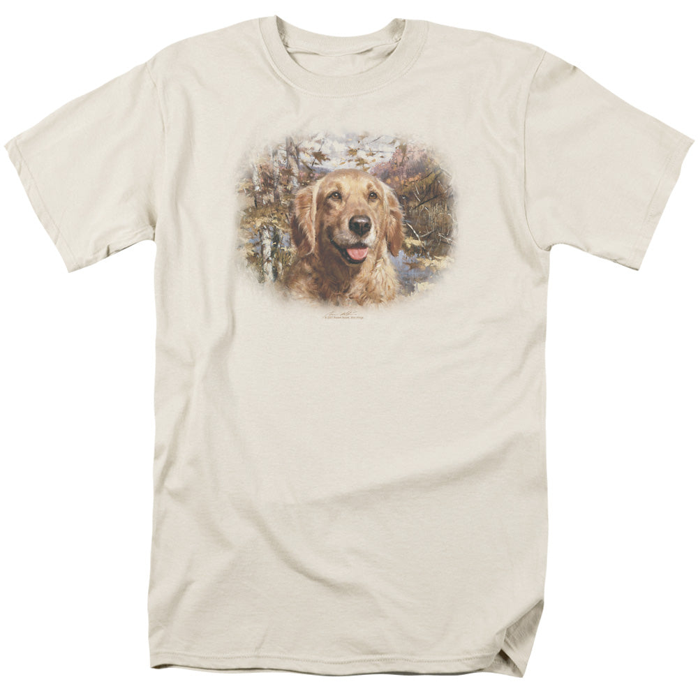 Wildlife - Golden Retriever Head - Short Sleeve Adult 18/1 - Cream T-shirt