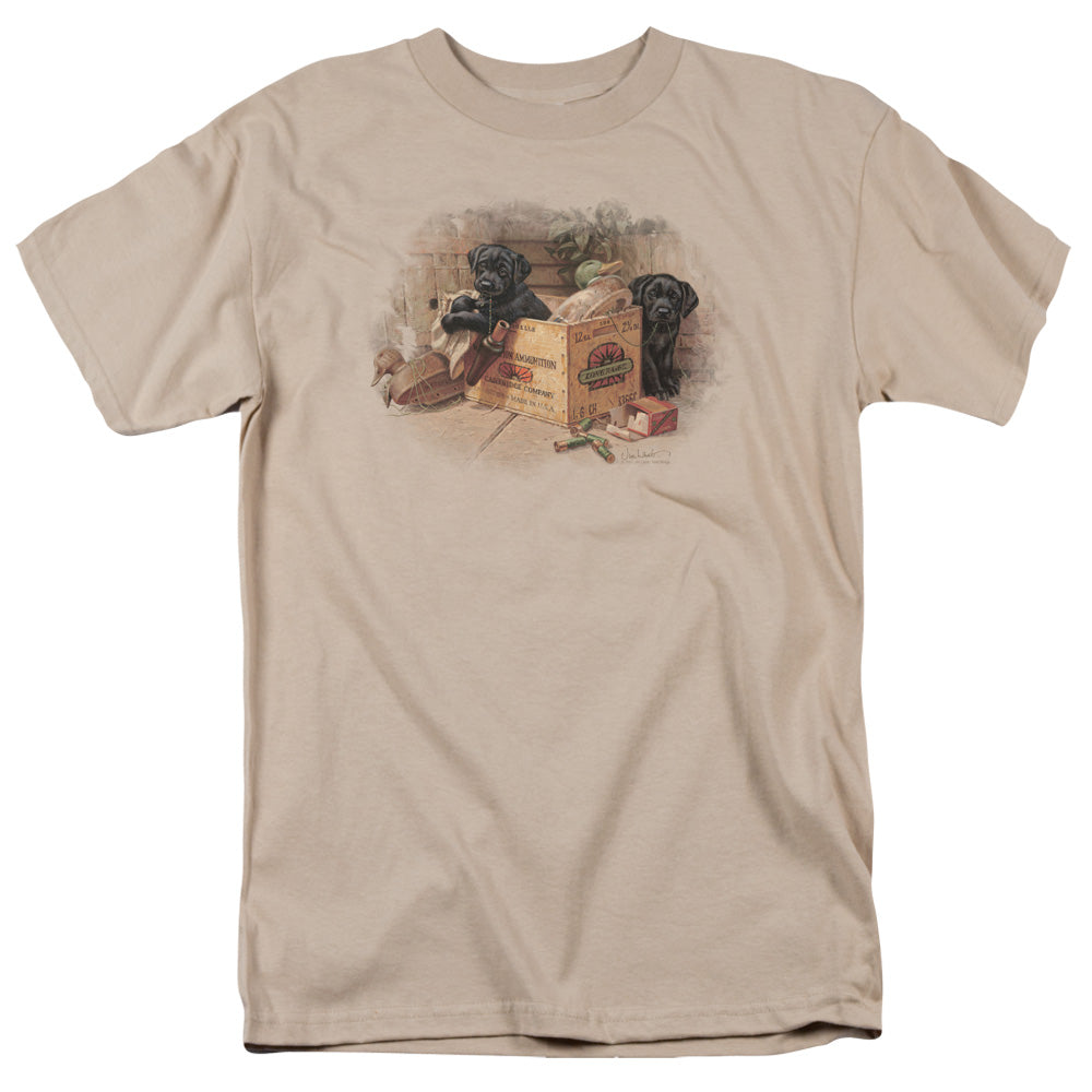 Wildlife - Box Boys Black Labs - Short Sleeve Adult 18/1 - Sand T-shirt
