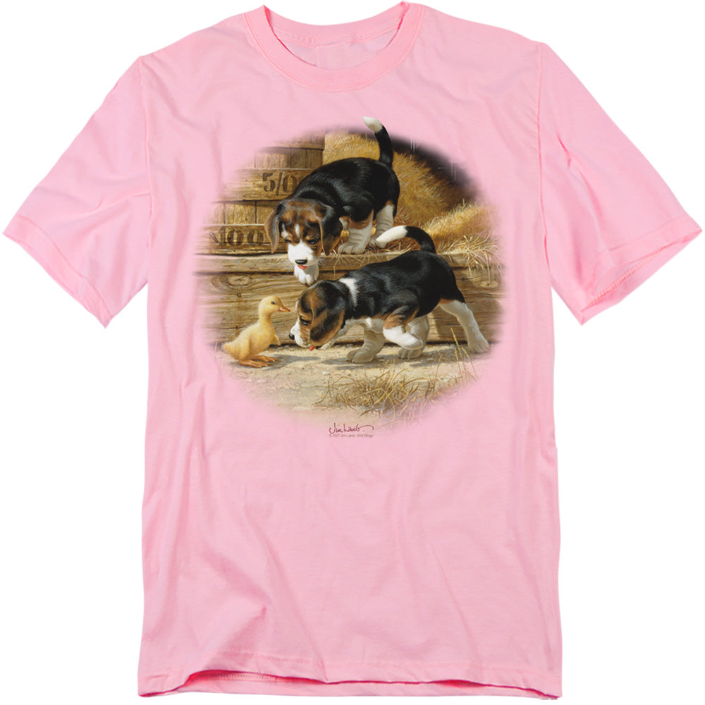 Wildlife - Getting Acquainted - Short Sleeve Adult 18/1 - Pink T-shirt