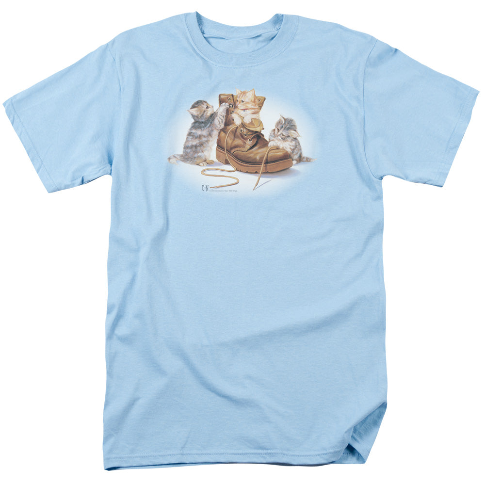 Wildlife - Playful Kittens - Short Sleeve Adult 18/1 - Light Blue T-shirt