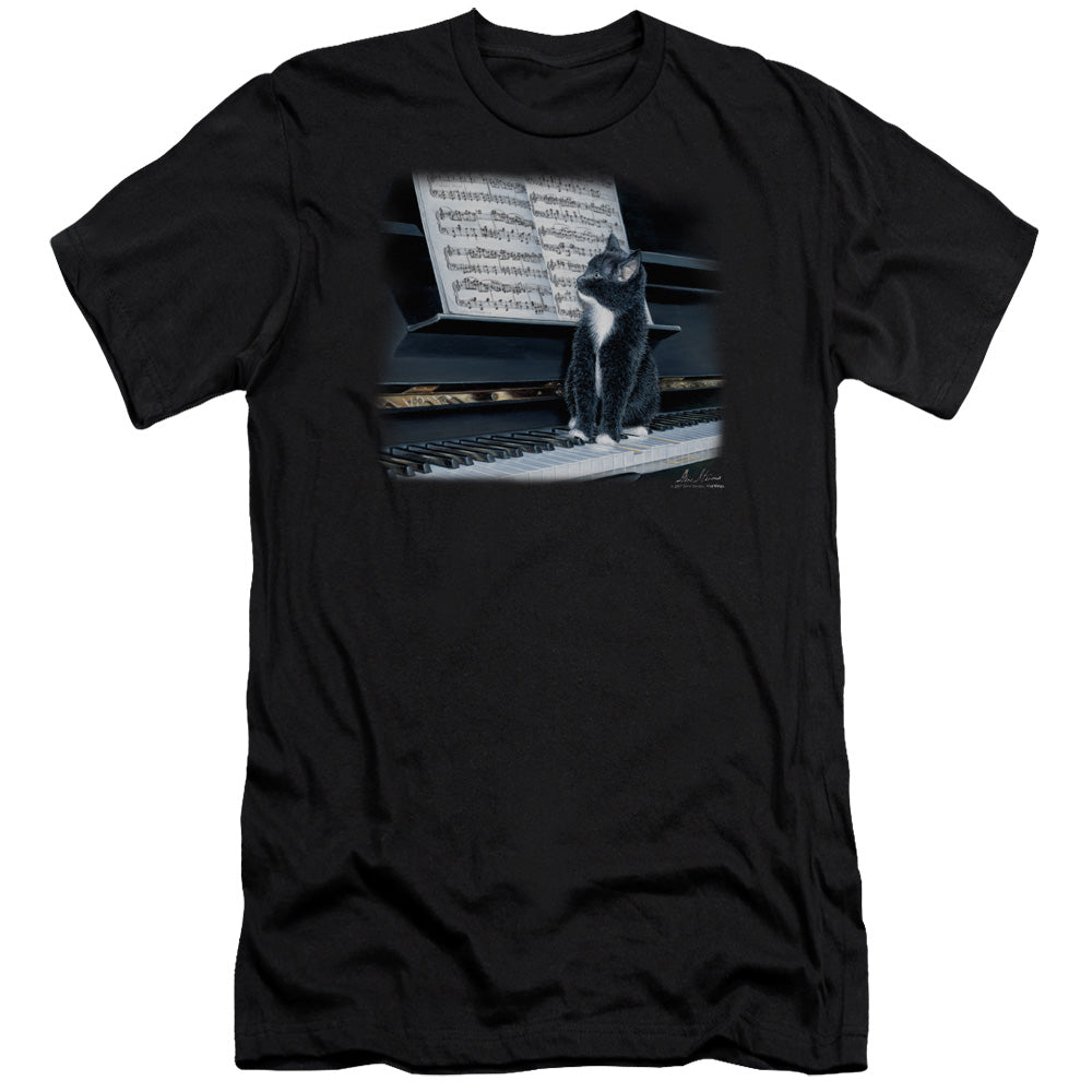 Wildlife - Kitten On The Keys-premuim Canvas Adult Slim Fit 30/1 - Black