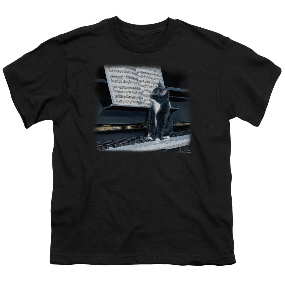 Wildlife - Kitten On The Keys - Short Sleeve Youth 18/1 - Black T-shirt