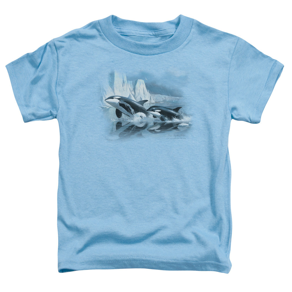 Wildlife - Glaciers Edge Orcas - Short Sleeve Toddler Tee - Carolina Blue T-shirt