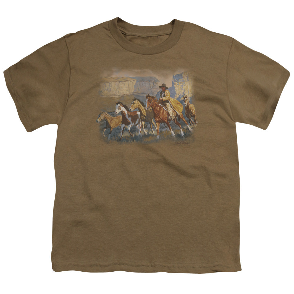 Wildlife - A Cowboy Day - Short Sleeve Youth 18/1 - Safari Green T-shirt