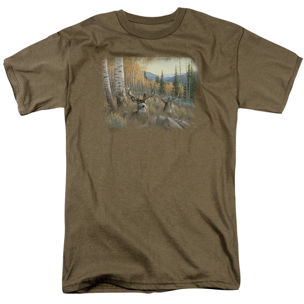 Wildlife - Mule Deer - Short Sleeve Adult 18/1 - Safari Green T-shirt