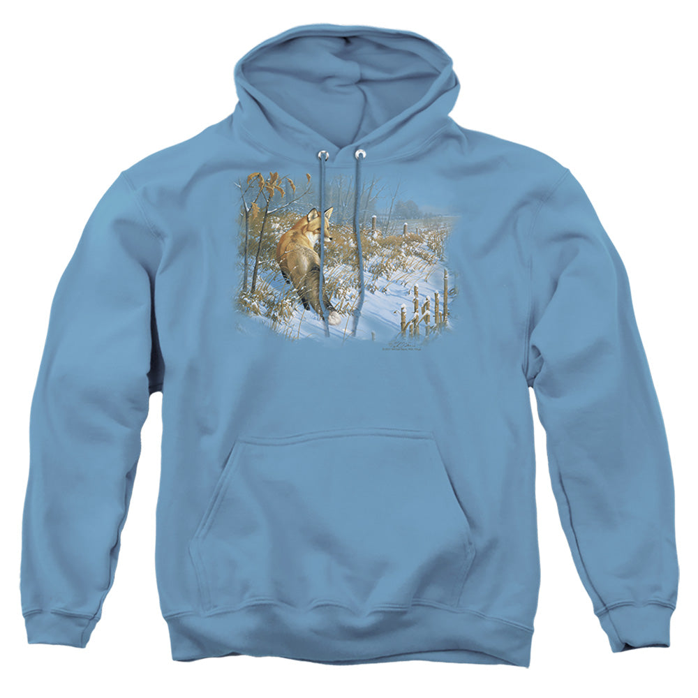 Wildlife - Winter Red Fox - Adult Pull-over Hoodie - Carolina Blue
