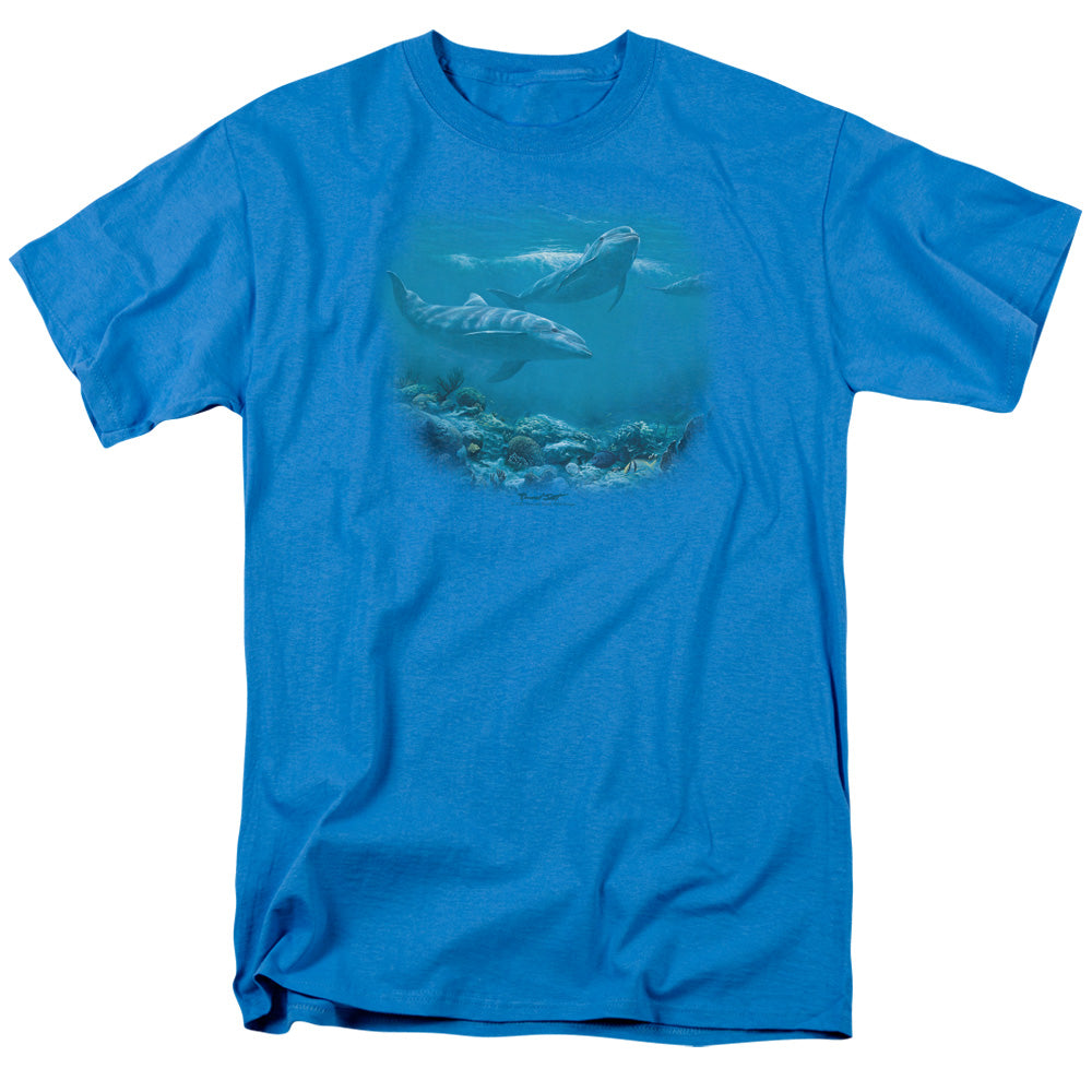 Wildlife - Bottlenosed Dolphins - Short Sleeve Adult 18/1 - Turquoise T-shirt