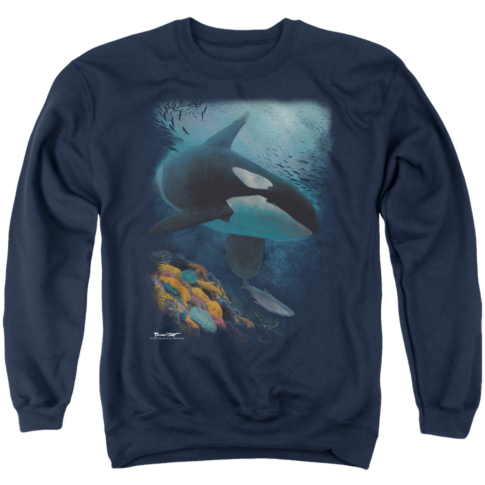 Wildlife - Salmon Hunter Orca - Adult Crewneck Sweatshirt - Navy