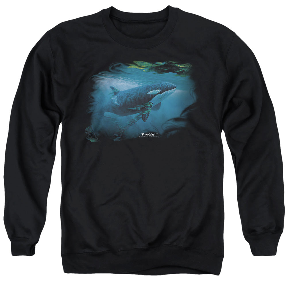 Wildlife - Pursuit Thru The Kelp Orca - Adult Crewneck Sweatshirt - Black