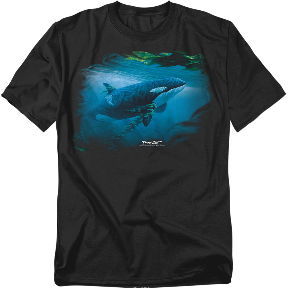 Wildlife - Pursuit Thru The Kelp Orca - Short Sleeve Adult 18/1 - Black T-shirt