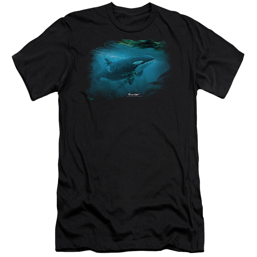Wildlife - Pursuit Thru The Kelp Orca - Short Sleeve Adult 30/1 - Black T-shirt
