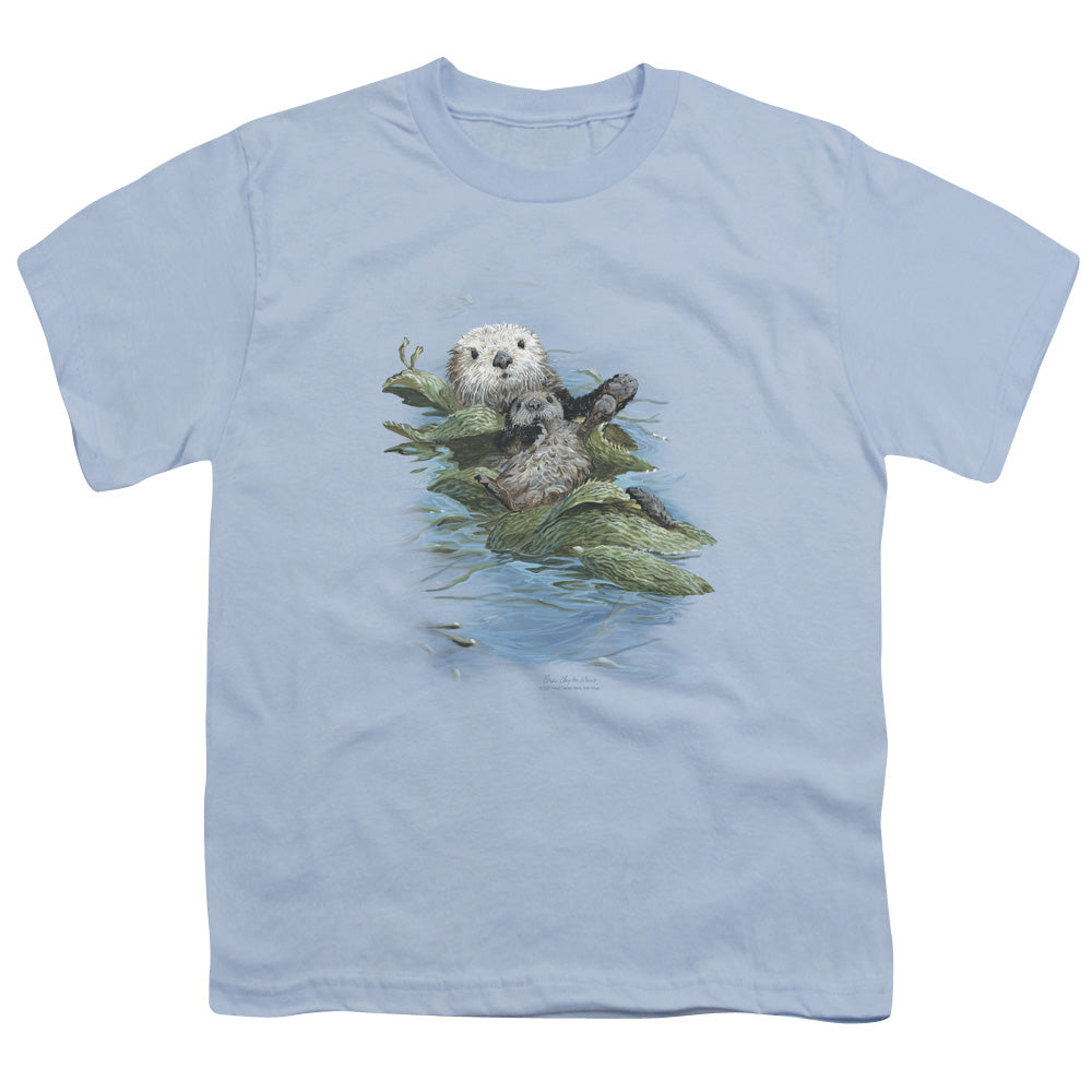 Wildlife - Kelp Cradle Otters - Short Sleeve Youth 18/1 - Light Blue T-shirt