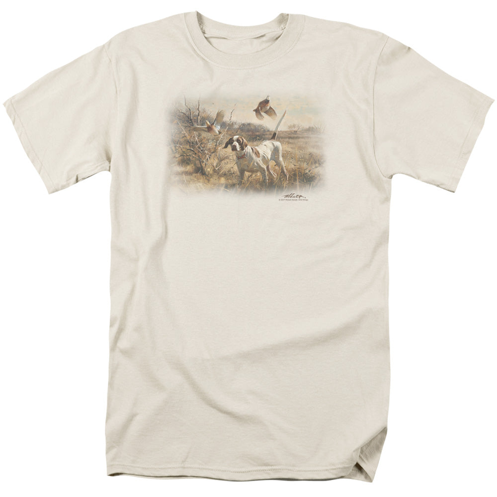 Wildlife - Pointer & Bobwhite Quail - Short Sleeve Adult 18/1 - Cream T-shirt