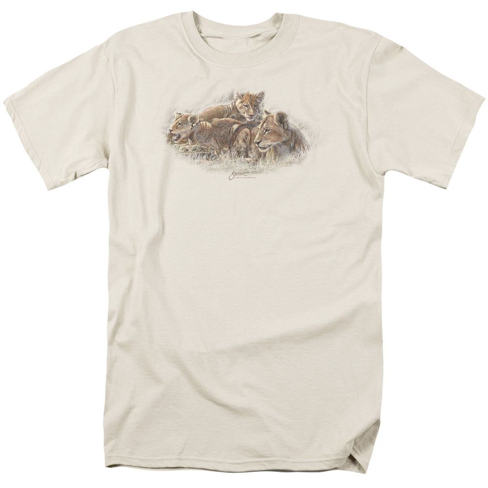 Wildlife - Lion Cubs - Short Sleeve Adult 18/1 - Cream T-shirt
