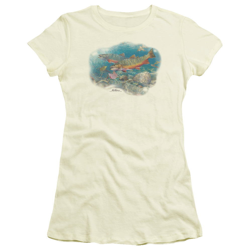 Wildlife - Easy Pickings Trout - Short Sleeve Junior Sheer - Cream T-shirt
