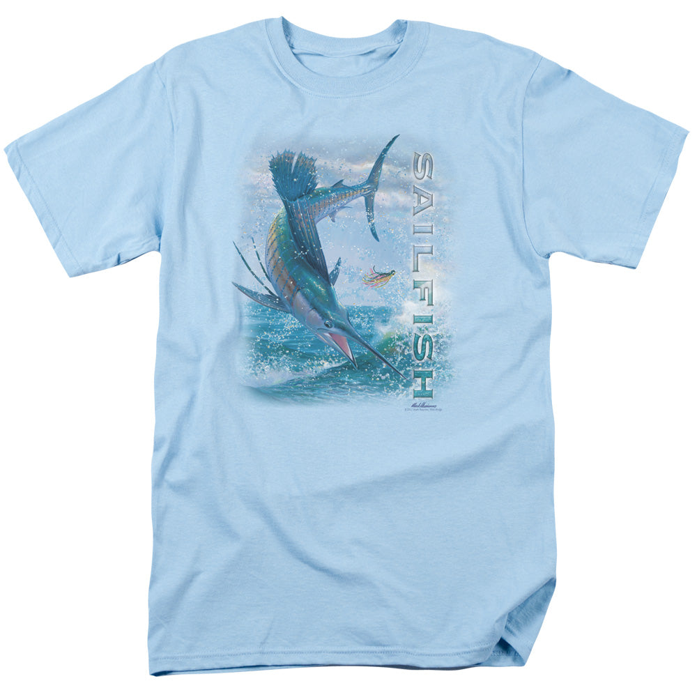 Wildlife - Leaping Sailfish - Short Sleeve Adult 18/1 - Light Blue T-shirt