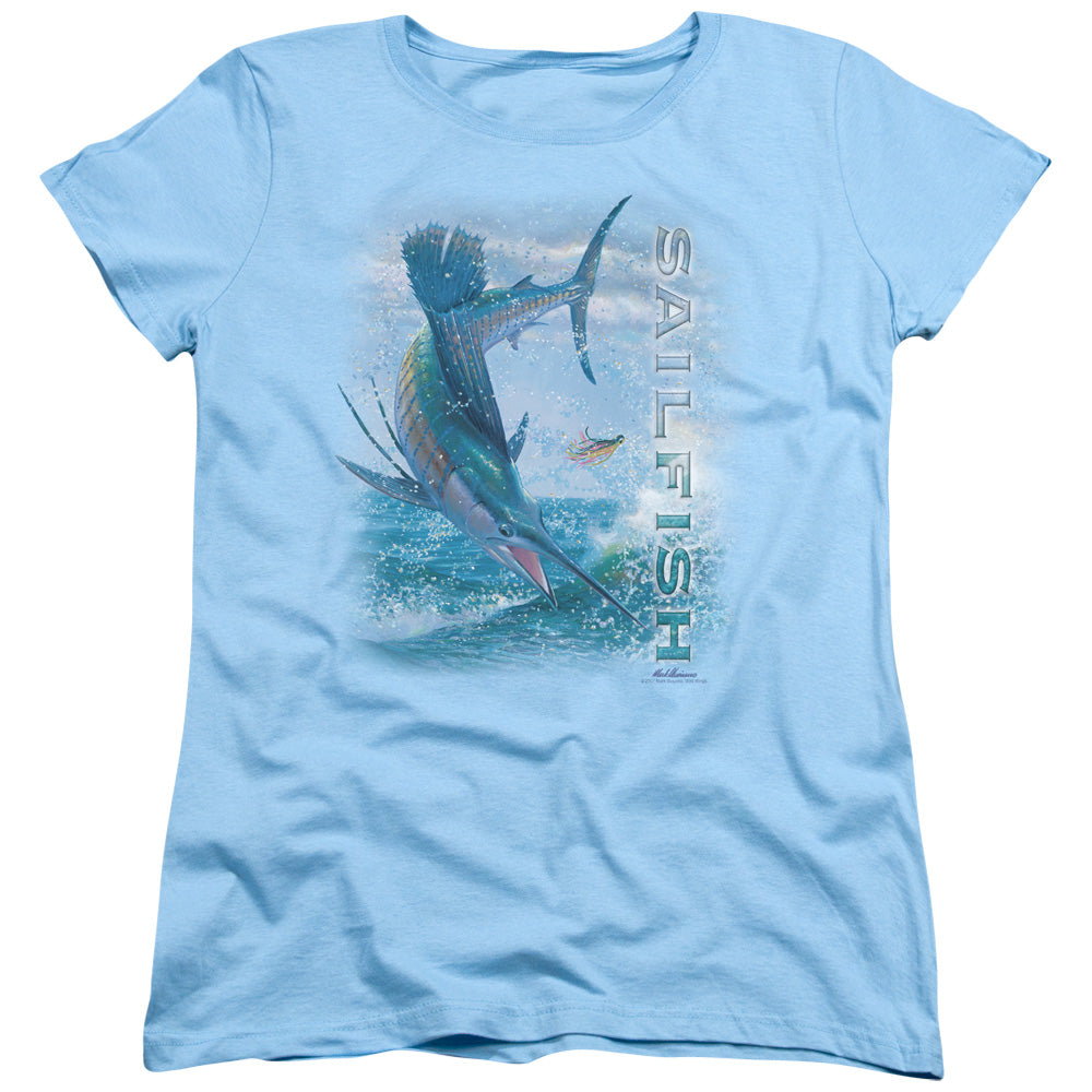 Wildlife - Leaping Sailfish - Short Sleeve Womens Tee - Light Blue T-shirt