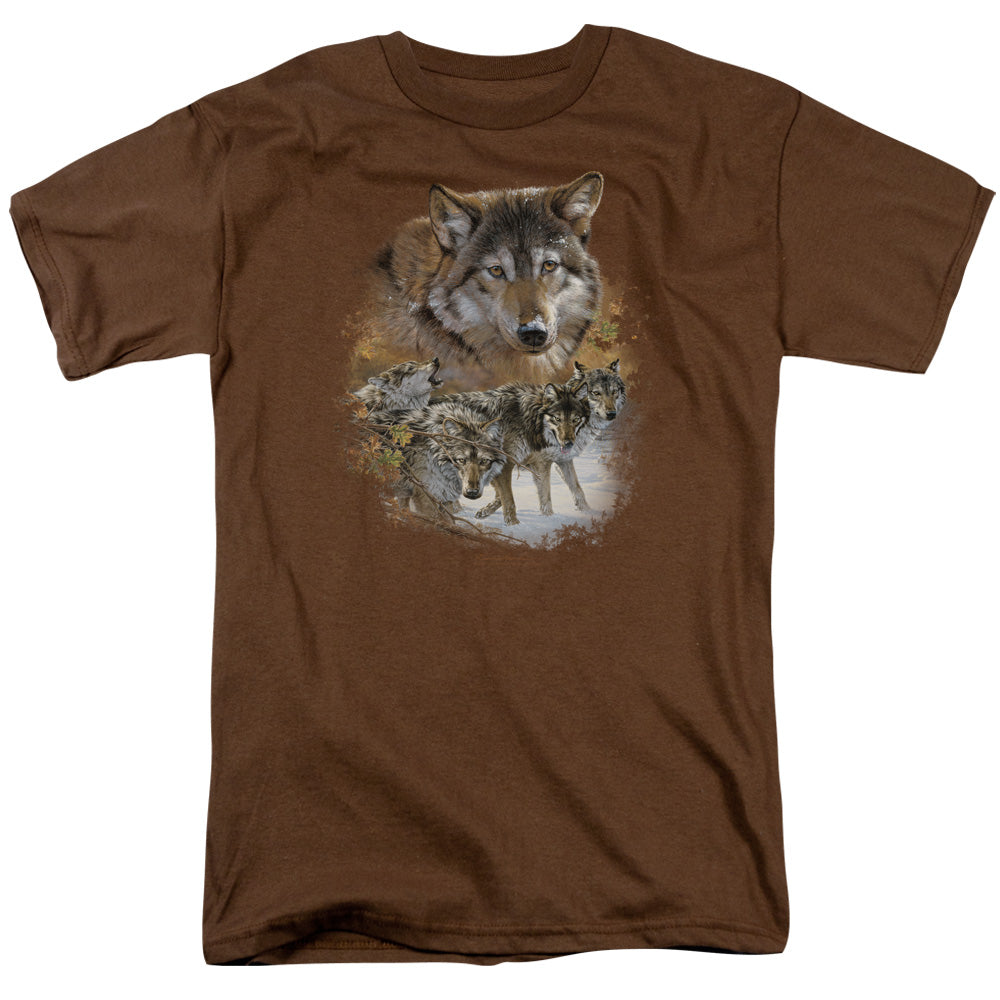 Wildlife - Wolf Pack - Short Sleeve Adult 18/1 - Coffee T-shirt