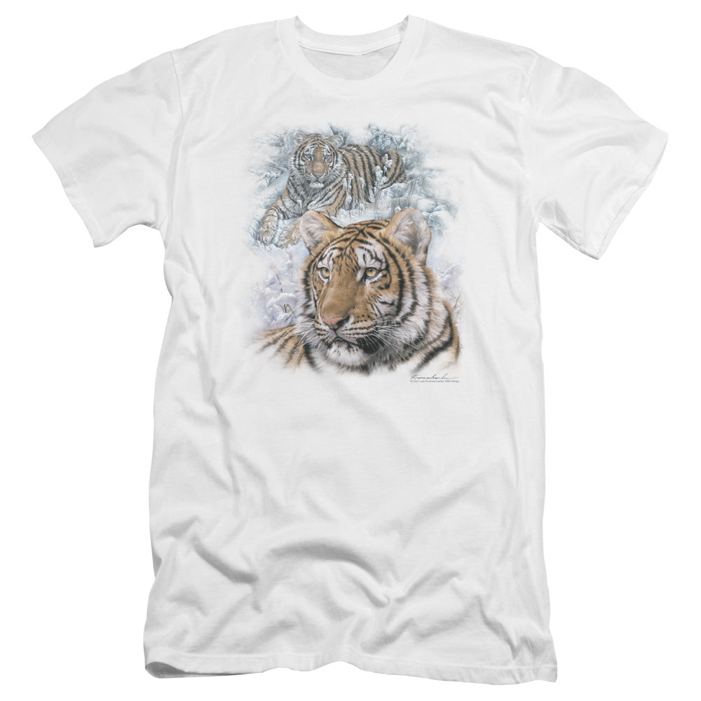 Wildlife - Tigers-premuim Canvas Adult Slim Fit 30/1 - White
