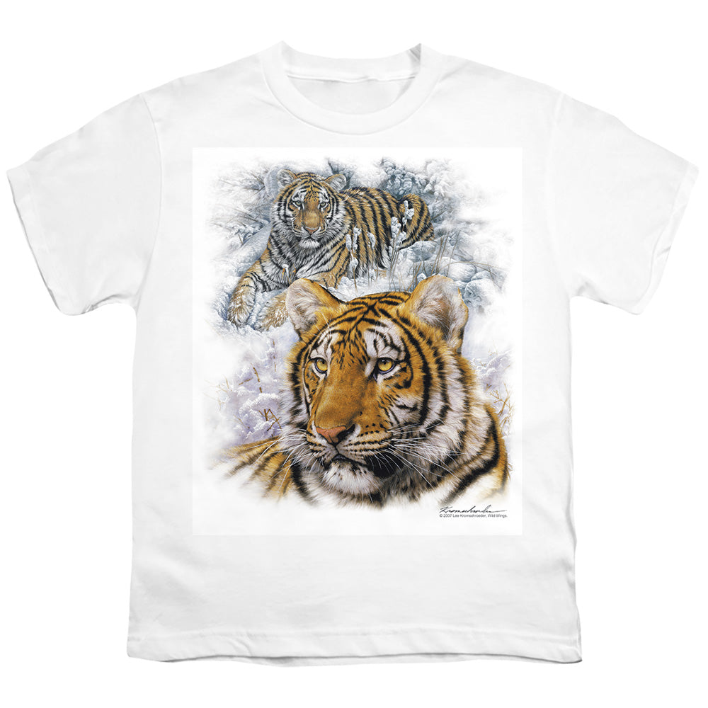 Wildlife - Tigers - Short Sleeve Youth 18/1 - White T-shirt