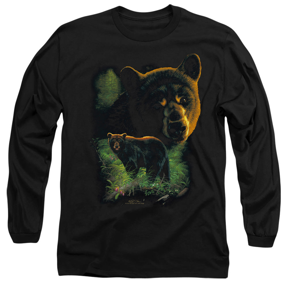 Wildlife - Black Bears - Long Sleeve Adult 18/1 - Black T-shirt