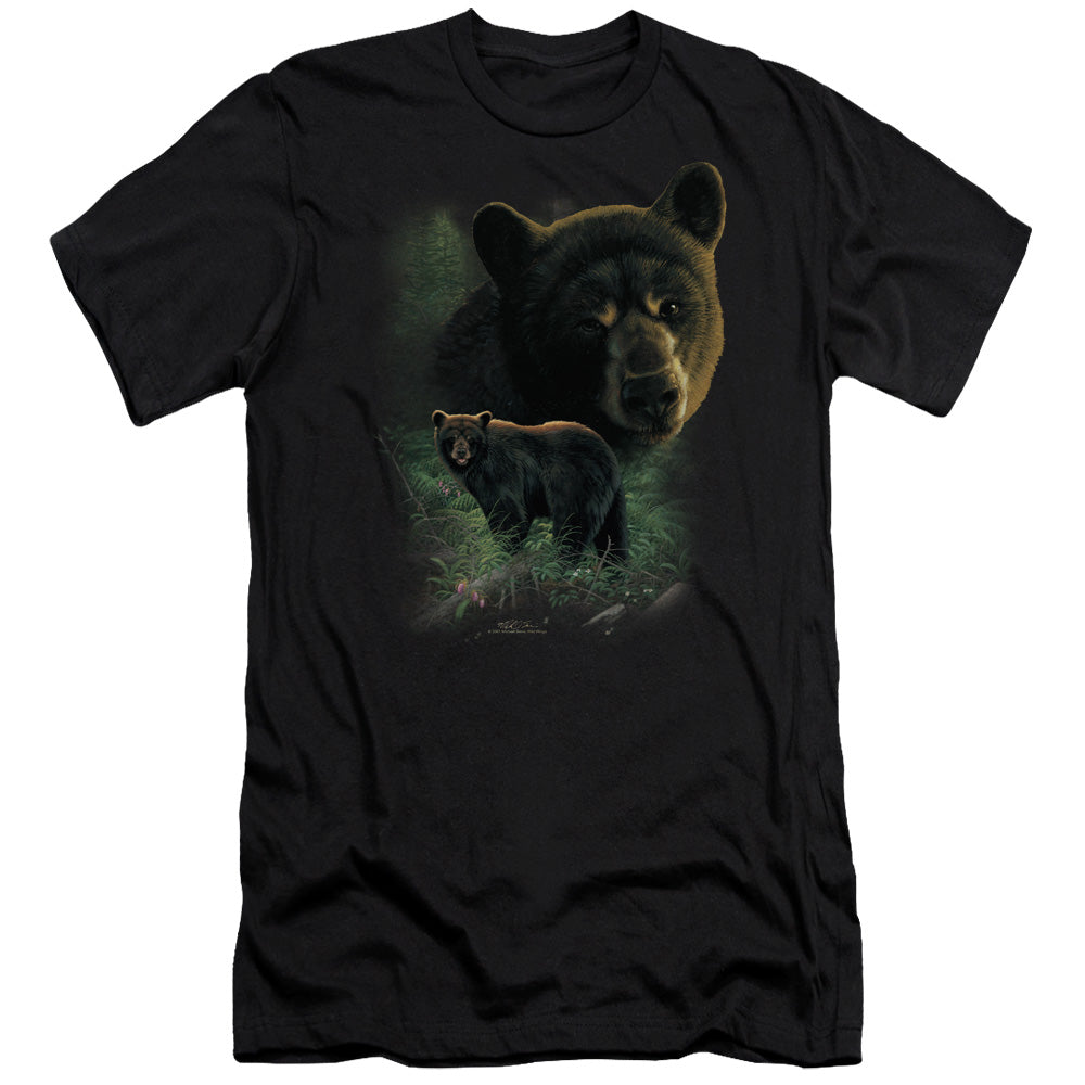 Wildlife - Black Bears-premuim Canvas Adult Slim Fit 30/1 - Black
